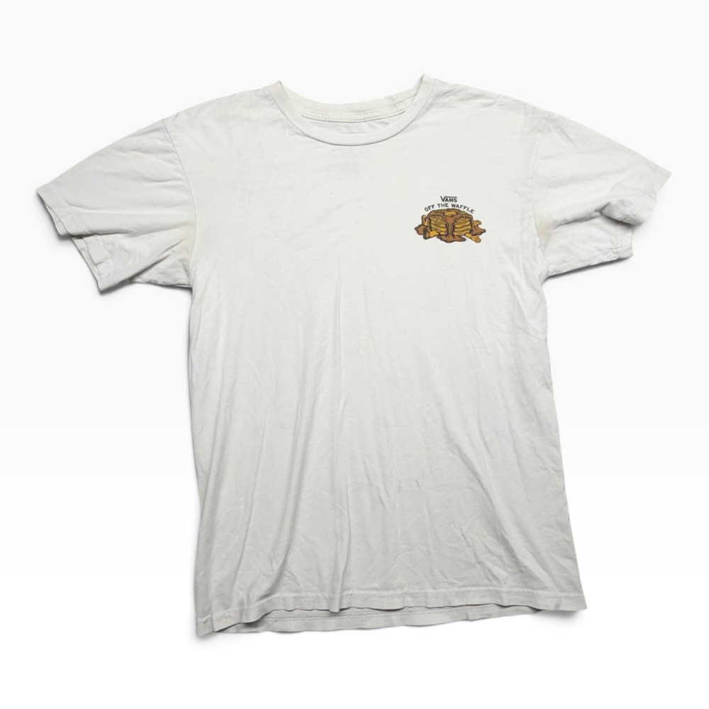 Vans Off The Waffle Graphic T-Shirt Mens Small White Short Sleeve Skater Tee